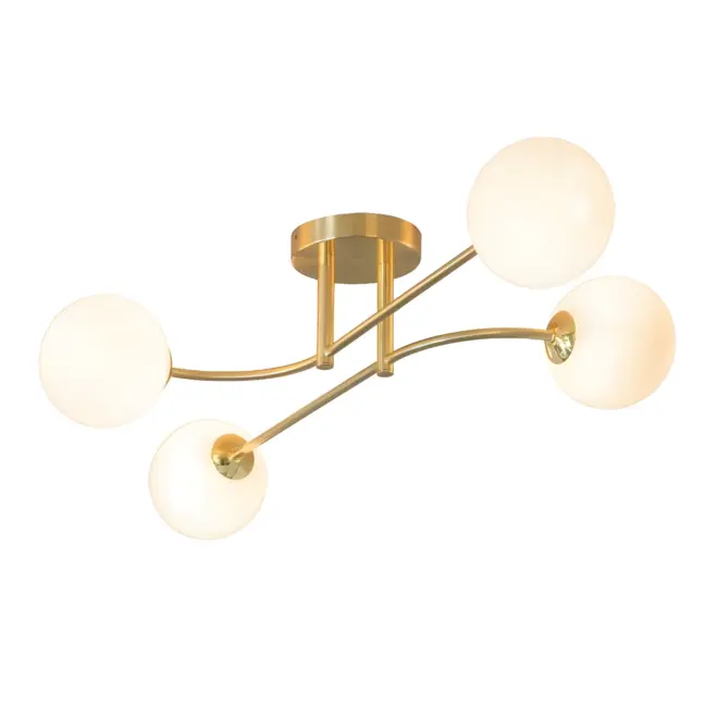 Złota lampa sufitowa Otto - szklane klosze
