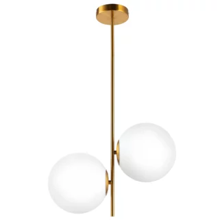 Wisząca lampa Venus w złotym kolorze z szklanymi kloszami do sypialni