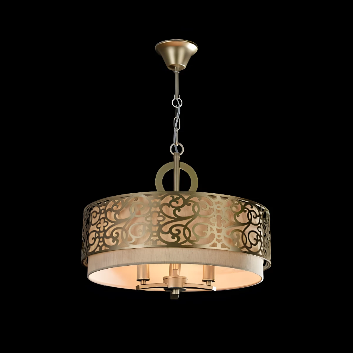 Lampa wisząca Venera - kolor beżowy, mosiądz, złoty - H260-03-N