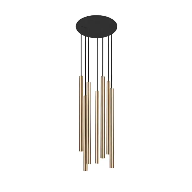Złota lampa wisząca z tubami Laser - do salonu i jadalni