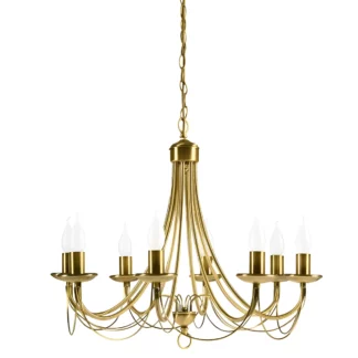 Duży żyrandol Muza - złoty, 8 ramion do salonu