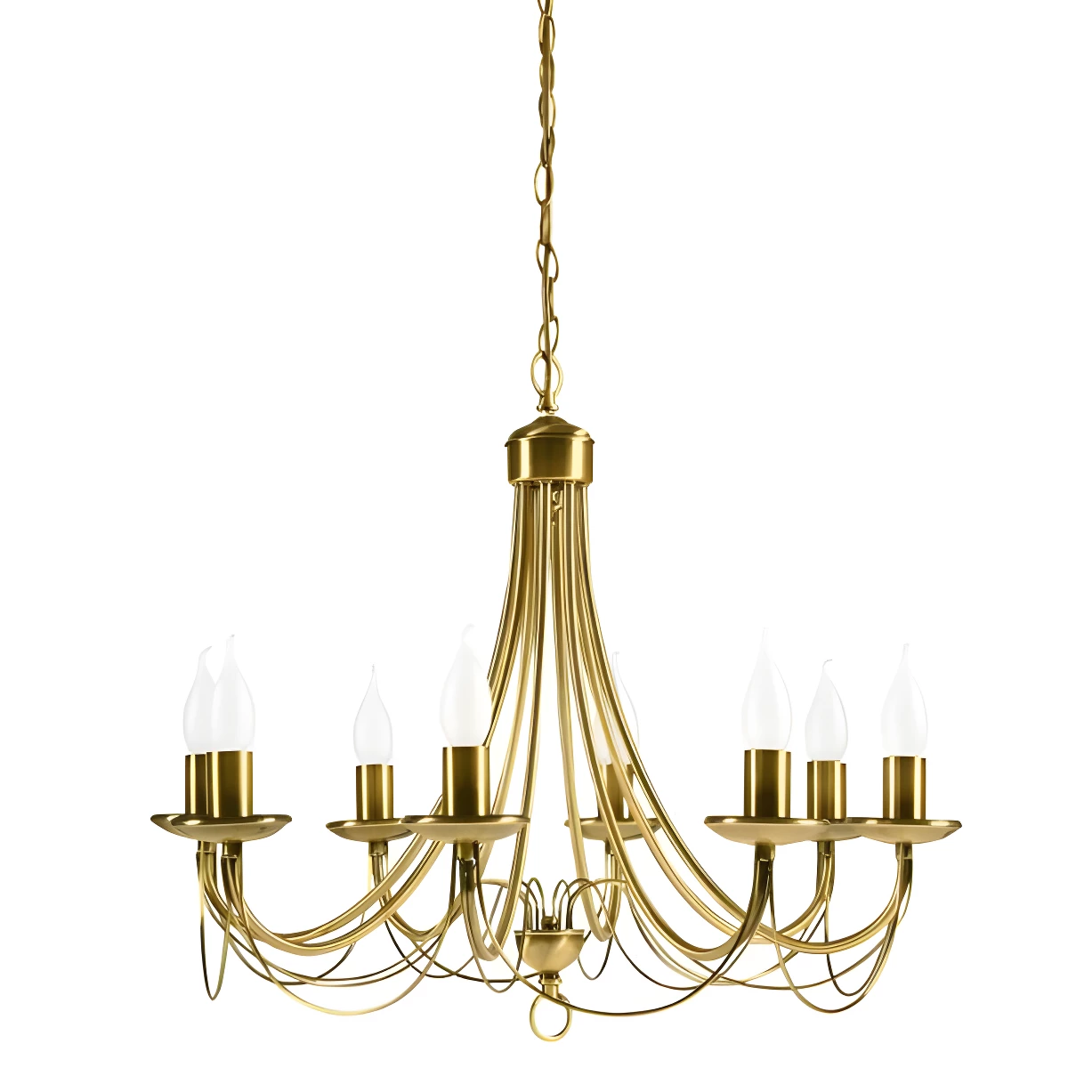 Duży żyrandol Muza - złoty, 8 ramion do salonu