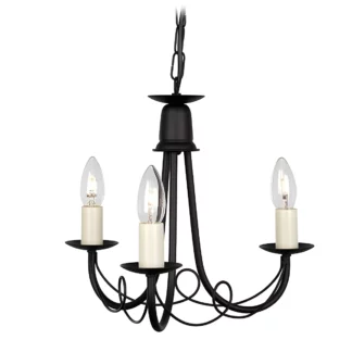 Klasyczny czarny żyrandol Rossi - 3 świeczniki