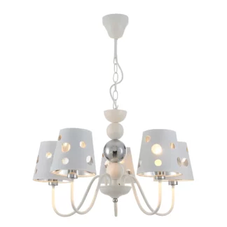 Duży żyrandol dziecięcy Batley - biały z abażurami