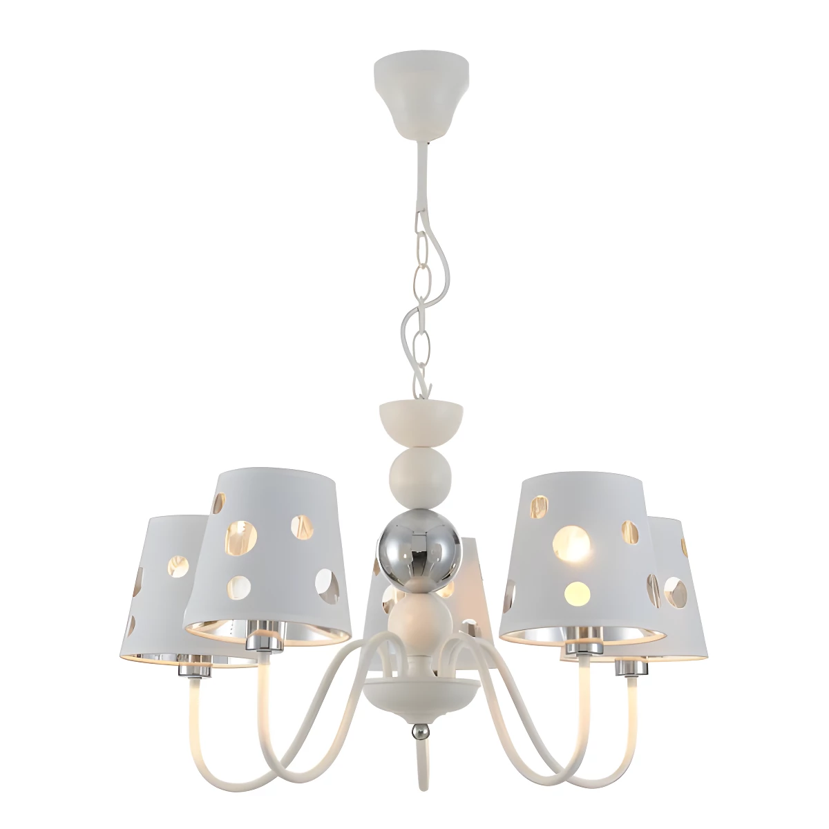 Duży żyrandol dziecięcy Batley - biały z abażurami