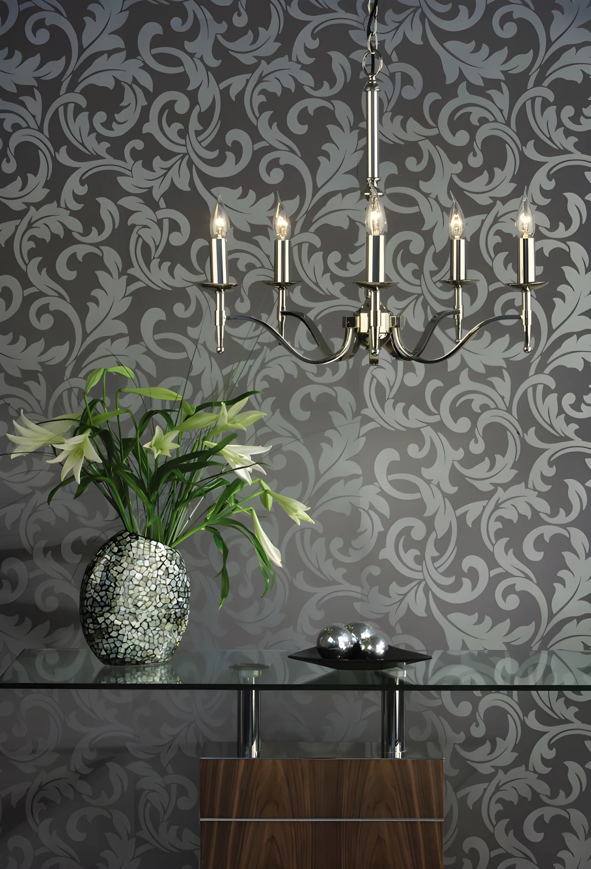 Srebrny żyrandol Stanford - Interiors - new hampton