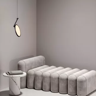 Czarna lampa wisząca Eclipto z regulacją wysokości, płaska, LED 14W