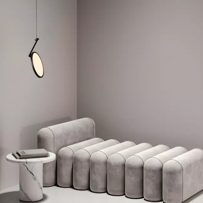 Czarna lampa wisząca Eclipto z regulacją wysokości, płaska, LED 14W