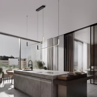 Lampa wisząca Lineform 2 LED 42W w kolorze czarnym – podłużna oprawa nad stół i wyspę kuchenną