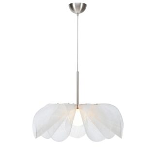 Lampa wisząca Styrka 56 cm biało-srebrna z kwiatowym kloszem