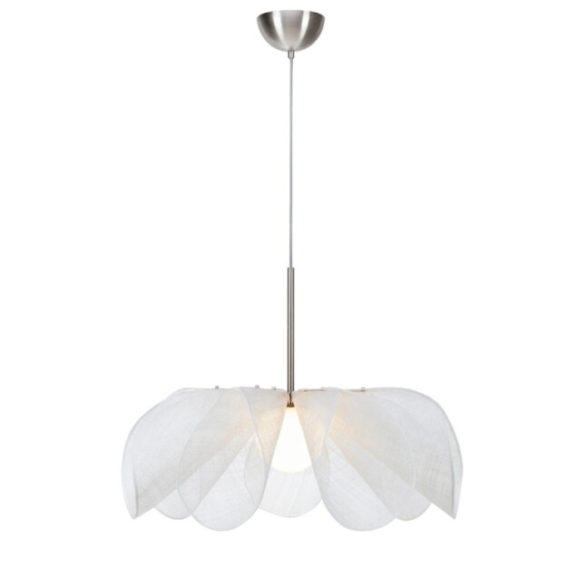 Lampa wisząca Styrka 56 cm biało-srebrna z kwiatowym kloszem
