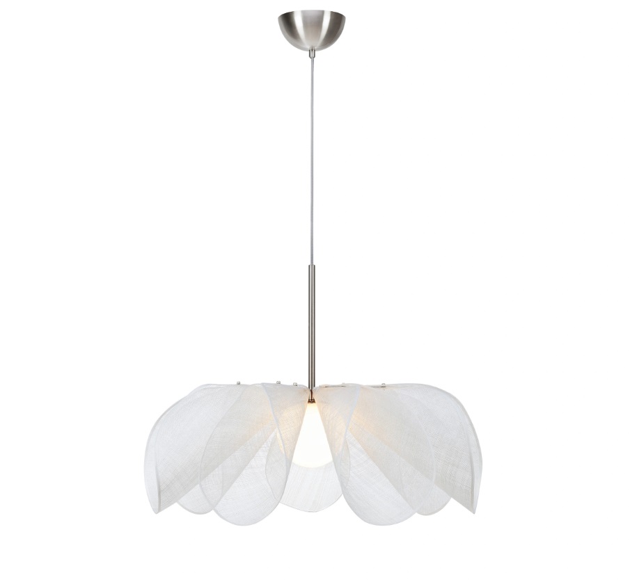 Lampa wisząca Styrka 56 cm biało-srebrna z kwiatowym kloszem