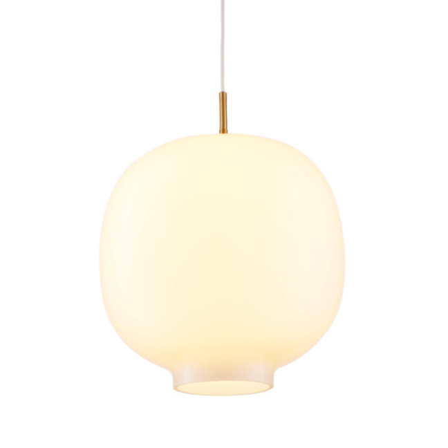 Lampa wisząca Boni 45 cm – mleczne szkło i złote detale