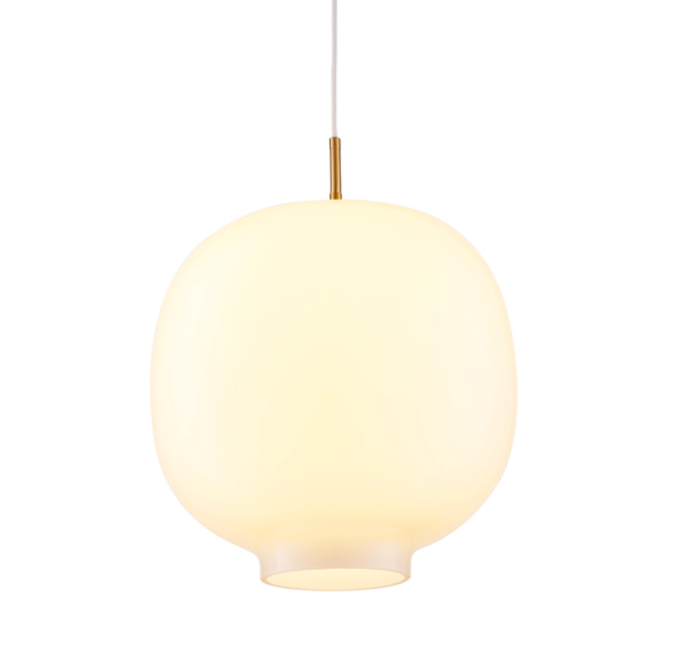 Lampa wisząca Boni 45 cm – mleczne szkło i złote detale