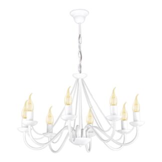 Klasyczny biały żyrandol Bartez z 8 ramionami E14