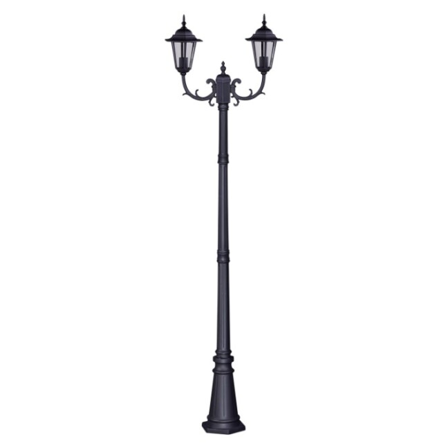 Latarnia ogrodowa czarna podwójna 2xE27 IP44 233 cm