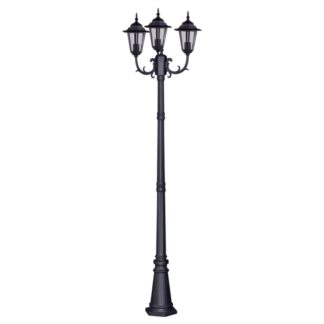 Lampa ogrodowa typu latarnia 3xE27 IP44 233 cm – czarna