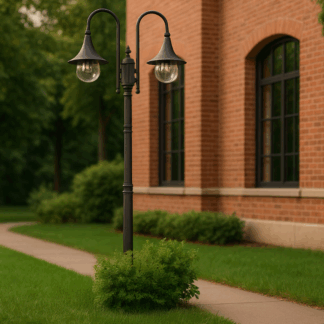 Latarnia ogrodowa Boston z dwoma kloszami E27, czarna 237 cm IP44