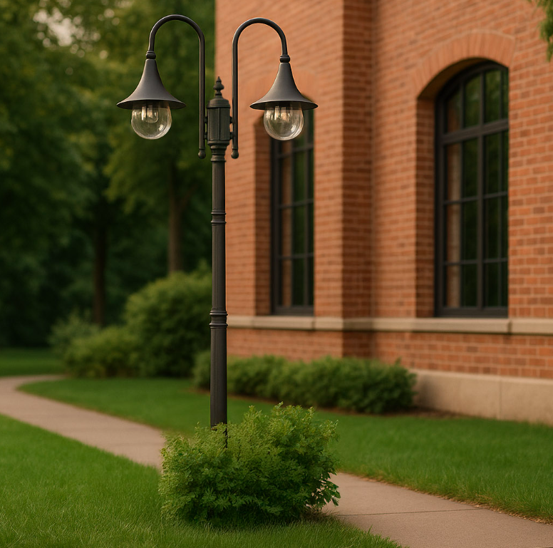 Latarnia ogrodowa Boston z dwoma kloszami E27, czarna 237 cm IP44