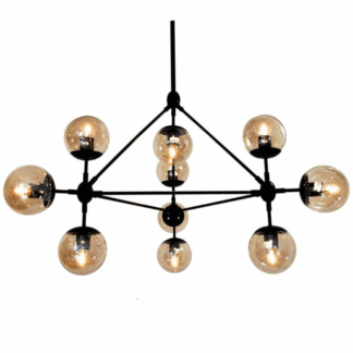 Żyrandol wiszący Astrifero 10xE27 czarny z bursztynowymi kulami