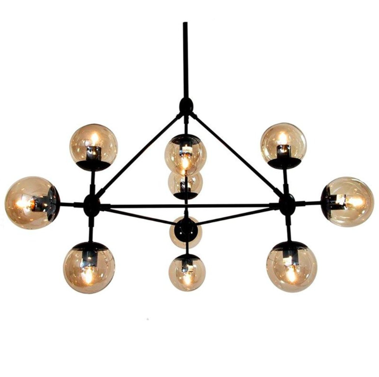 Żyrandol wiszący Astrifero 10xE27 czarny z bursztynowymi kulami