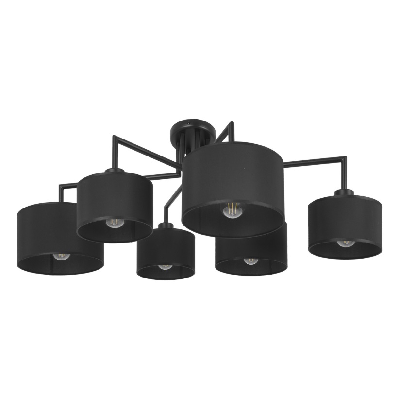 Lampa sufitowa Simone 6 E27 czarna – 100 cm