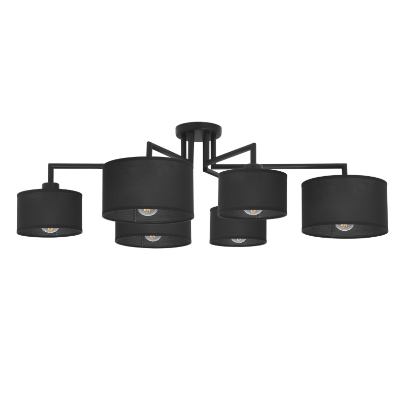 Lampa sufitowa Simone 6 E27 czarna – 100 cm