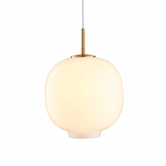 Lampa sufitowa Boni z mlecznym kloszem i złotym wykończeniem