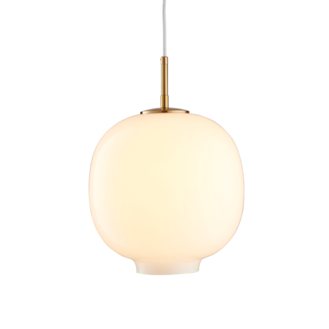 Lampa sufitowa Boni z mlecznym kloszem i złotym wykończeniem