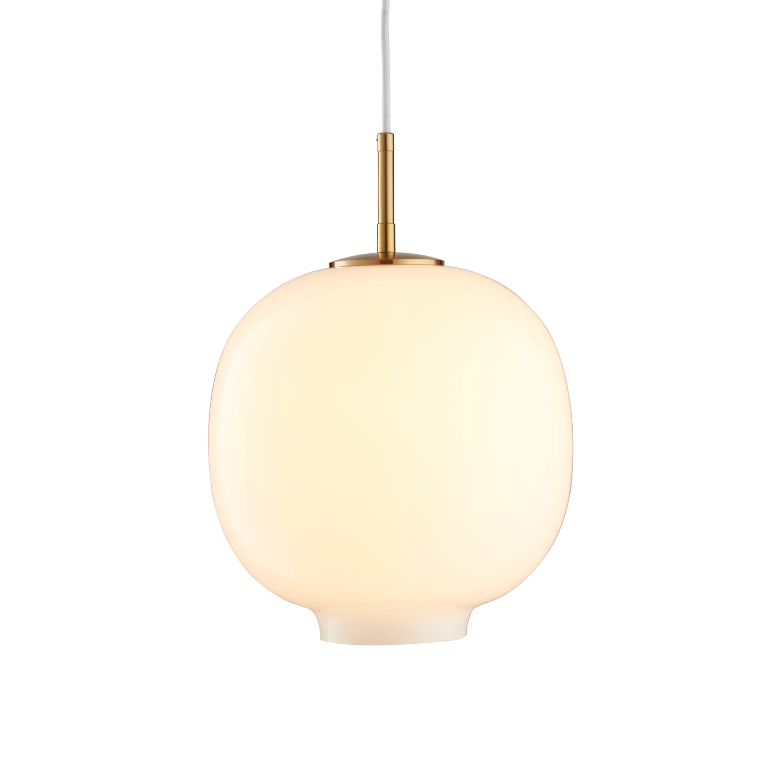 Lampa sufitowa Boni z mlecznym kloszem i złotym wykończeniem