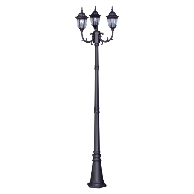 Latarnia ogrodowa Vasco z 3 kloszami E27, czarna, 235 cm, IP44