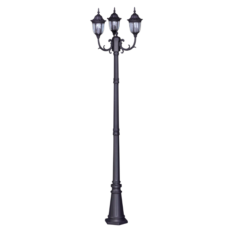 Latarnia ogrodowa Vasco z 3 kloszami E27, czarna, 235 cm, IP44