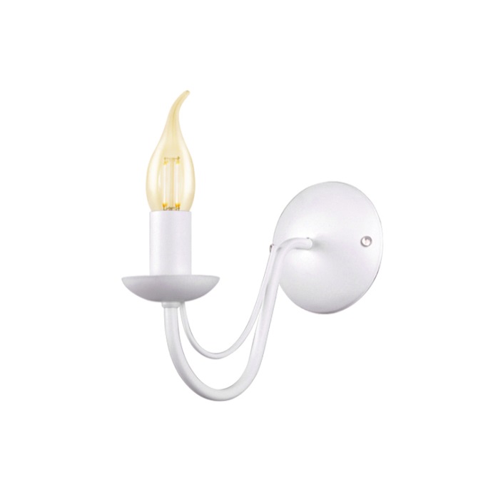 Biały kinkiet ścienny Bartez w stylu świecznikowym