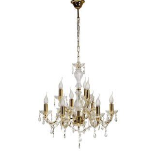 Żyrandol kryształowy Maria Teresa 9 ramion – złoty, styl klasyczny