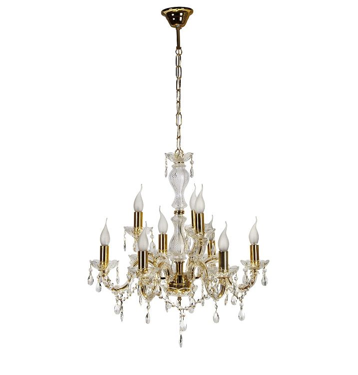 Żyrandol kryształowy Maria Teresa 9 ramion – złoty, styl klasyczny