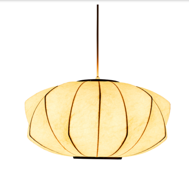 Lampa wisząca Silk 45 Ecru – owalna, tkaninowa forma Japandi