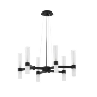 Żyrandol Candela 12xG9 czarny z tubami szklanymi