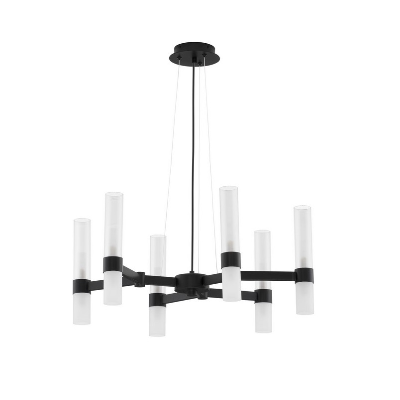 Żyrandol Candela 12xG9 czarny z tubami szklanymi