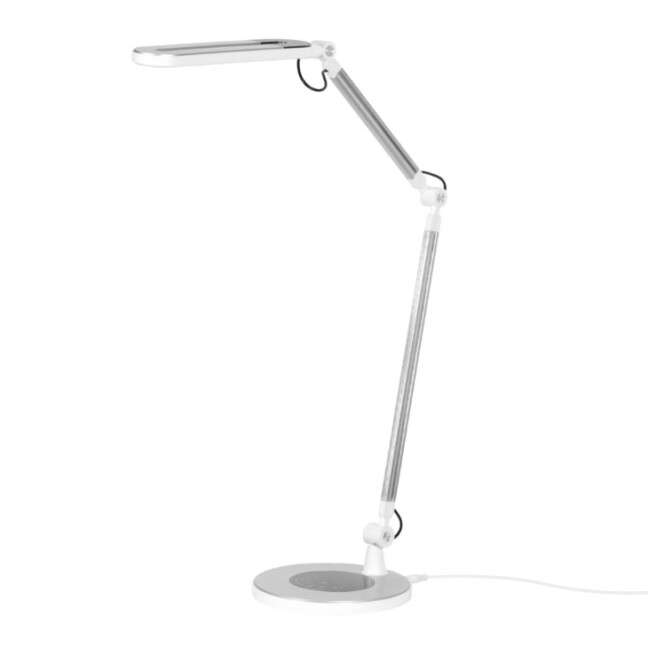 Biurkowa lampa LED Alette srebrna z regulacją barwy i ramieniem