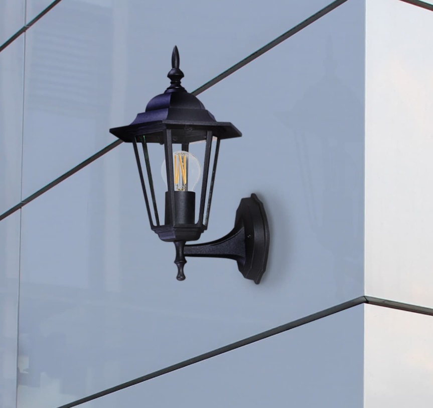 Kinkiet ogrodowy czarny E27 IP44 w stylu klasycznym