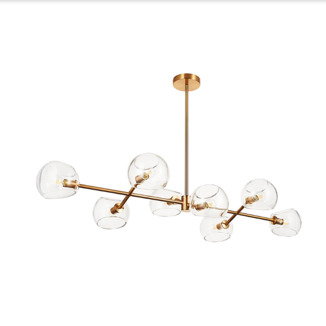 Lampa wisząca Cosmic złota z 8 szklanymi kloszami