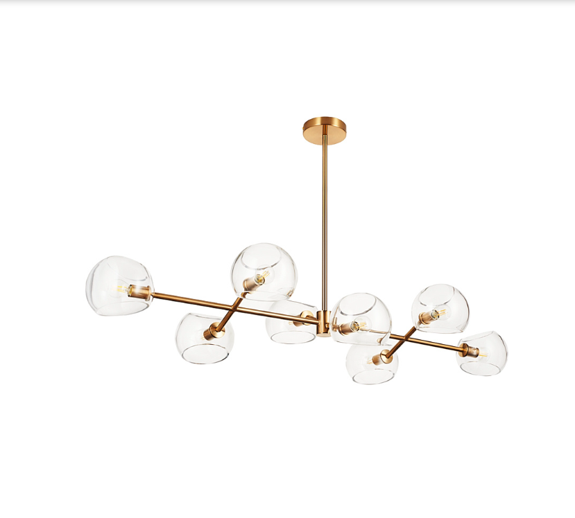 Lampa wisząca Cosmic złota z 8 szklanymi kloszami