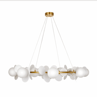 Lampa wisząca Chic złota z białymi płatkami art deco