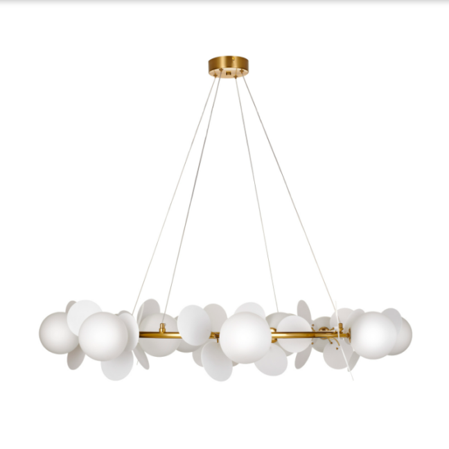 Lampa wisząca Chic złota z białymi płatkami art deco