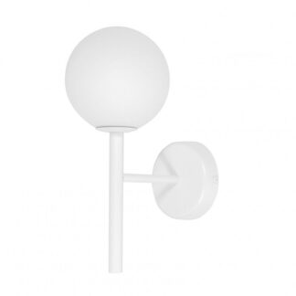 Kinkiet ścienny biały z kulistym szklanym kloszem G9