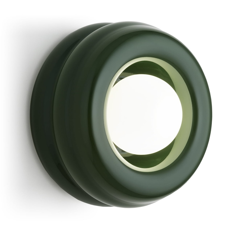 Lampa ścienno-sufitowa Tevo 19 cm w ciemnozielonym szkle