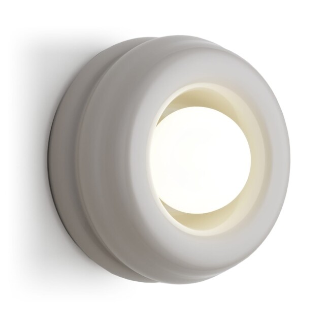 Kinkiet i plafon Tevo 19 cm szary ze szkła – owalny minimalistyczny design