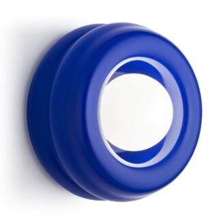 Kobaltowy kinkiet lub plafon Tevo 19 cm z mlecznym kloszem G9