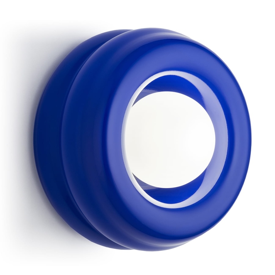 Kobaltowy kinkiet lub plafon Tevo 19 cm z mlecznym kloszem G9