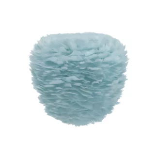 Wisząca lampa Eos Evia M z błękitnym kloszem wykonanym z piór